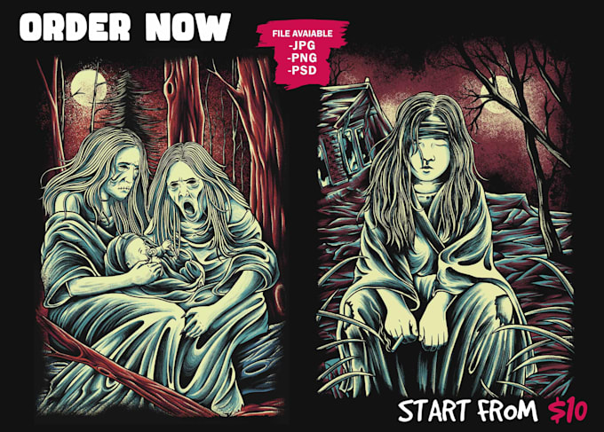 create horror vintage art illustrations