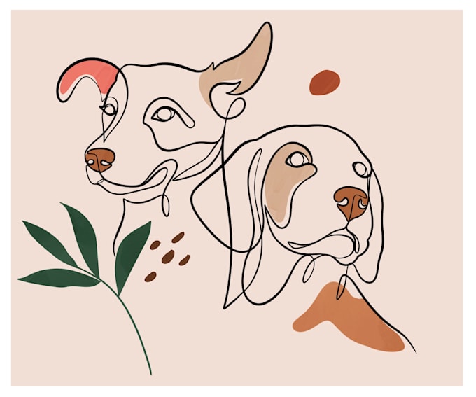 design memorial pet line art portrait in boho style