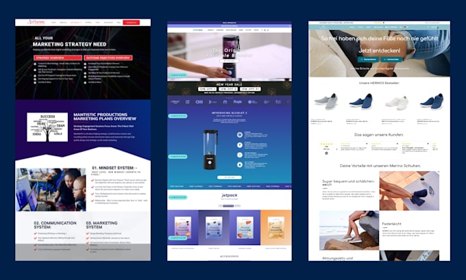 design landing page wordpress website header footer mega menu by elementor pro