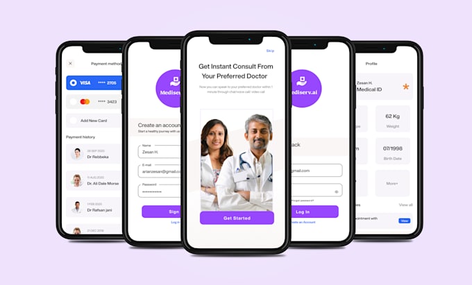 Design a mobile app ui ux prototype in figma and adobe xd by Thegraphd ...