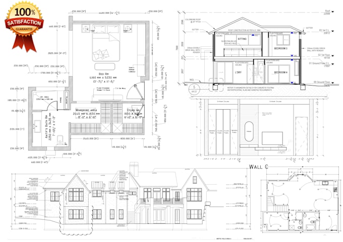 draw and design architectural floorplans ,elevations and sections