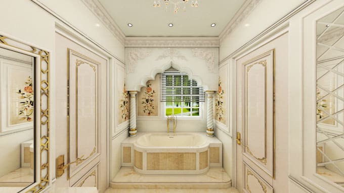 do realistic interior design with optimal space utilization