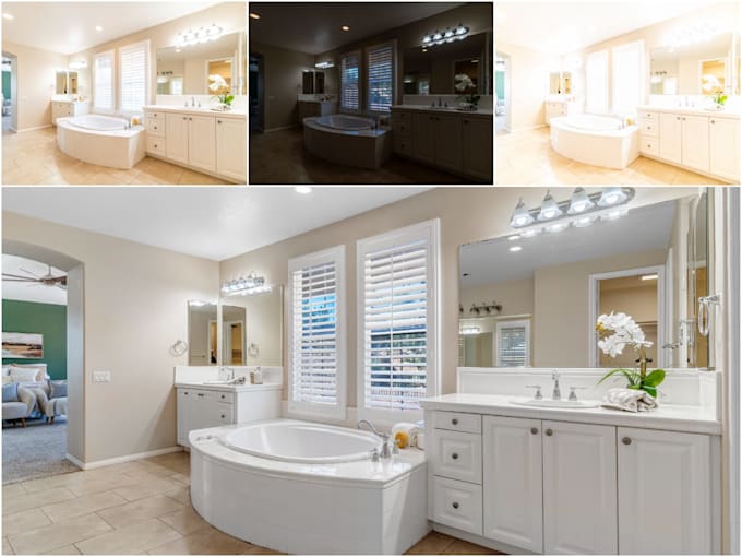 real estate photo editing single, hdr and flambient