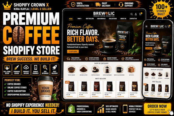 design a stunning coffee shopify store that attracts customers and drives sales