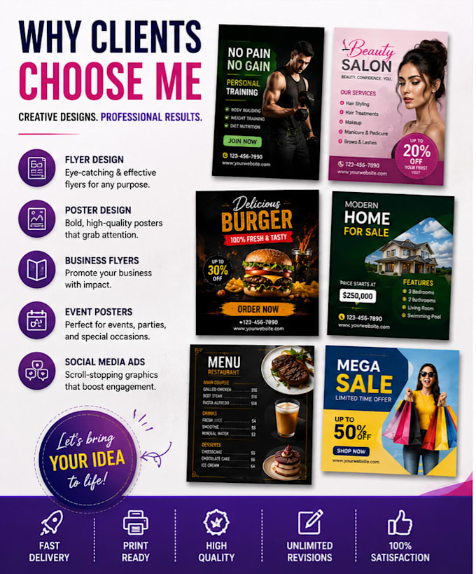 design professional flyers, posters and advertisements
