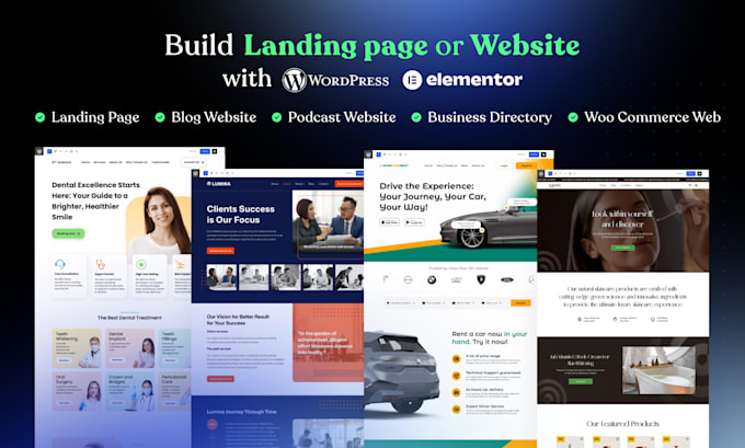 design your wordpress website and landing page using elementor pro
