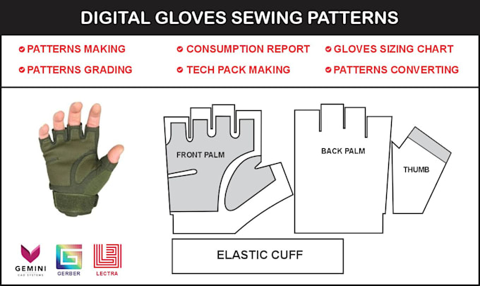 make professional digital sewing pattern for gloves