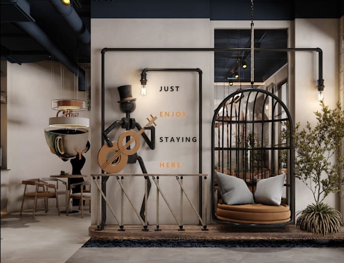 design a 3d display for a restaurant or coffee shop