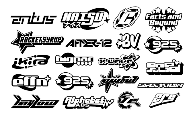 create custom y2k typography logo design