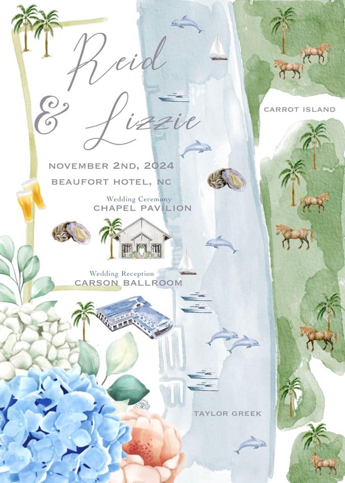 create a custom wedding map watercolor style