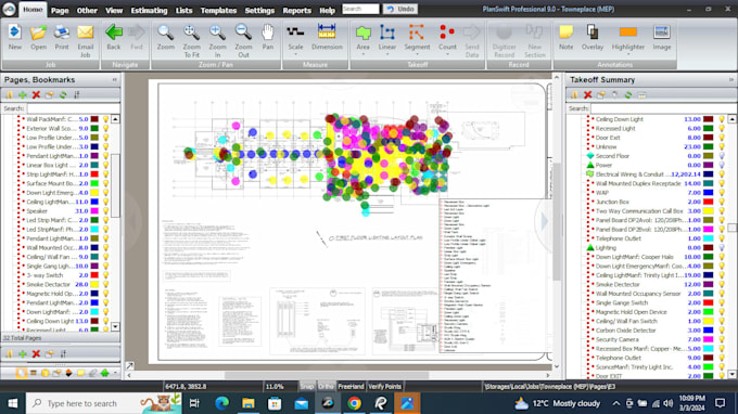 do detailed electrical cost estimate and takeoff on plan swift