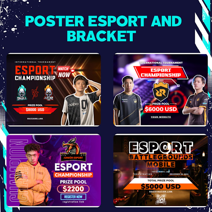 professionally design esports tournament posters and bracket