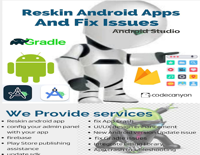 reskin and redesign android app, codecanyon app or create new app for you