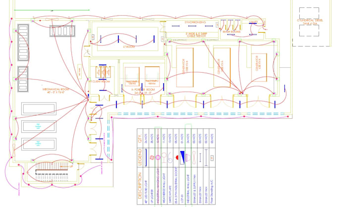 do drawing for mechanical, electrical and plumbing on auto cad