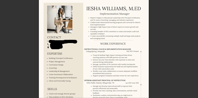 create a transitioning teacher resume