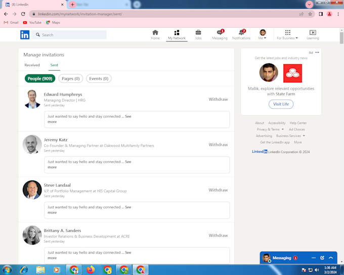 grow linkedin connections through send connect request messages