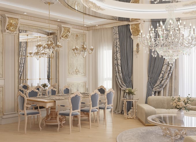 design an interior in a classic style in 3d max
