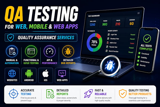professional QA testing app,website for bugs and usability