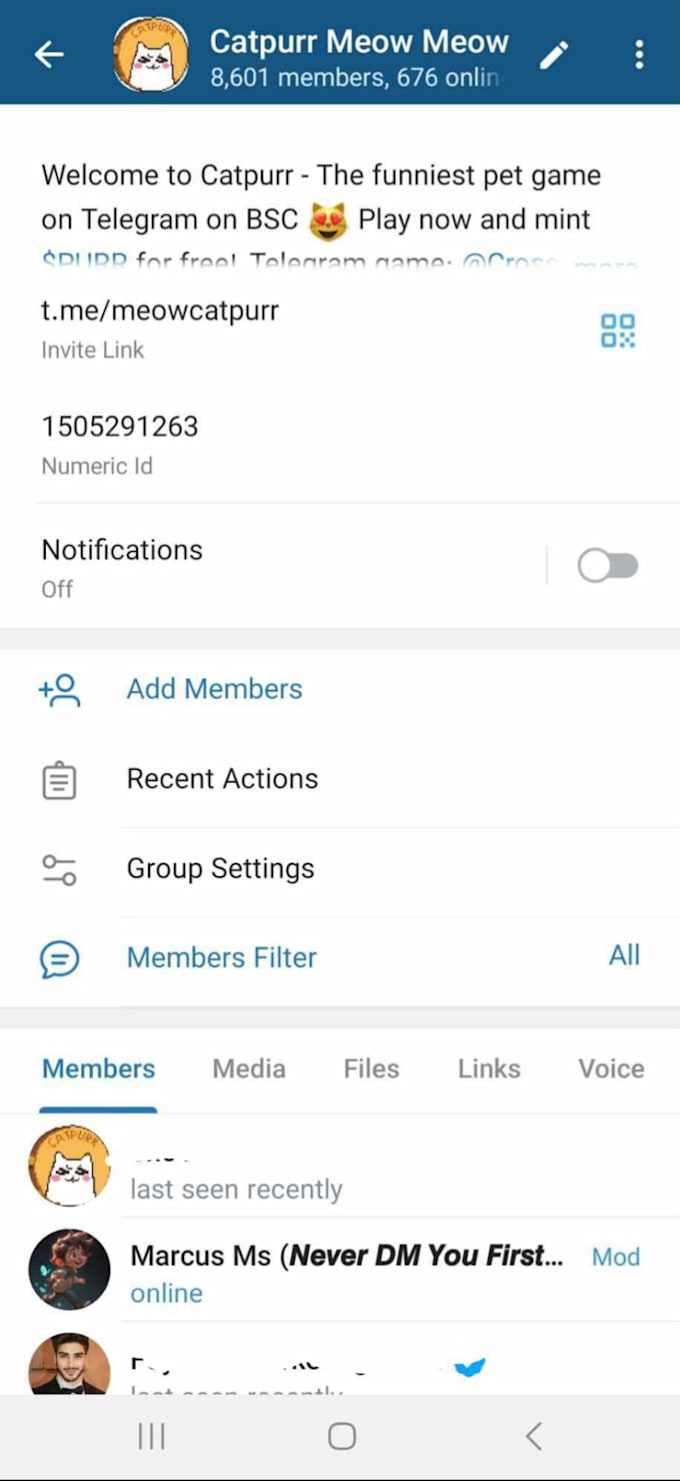 be telegram community manager with 14 chatters in crypto community