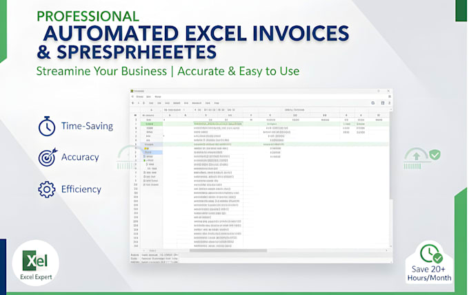 design an automated excel invoice and professional business spreadsheet