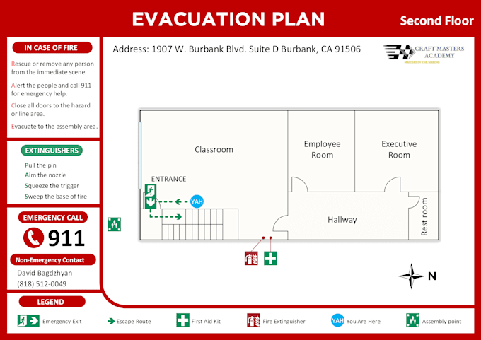 design emergency evacuation plan, exit plan, safety plan