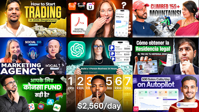 design professional youtube thumbnail in 2 hours