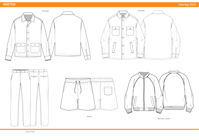 do fashion sketch and tech pack design for you