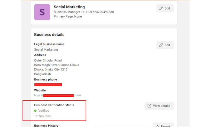 verified facebok business manager create