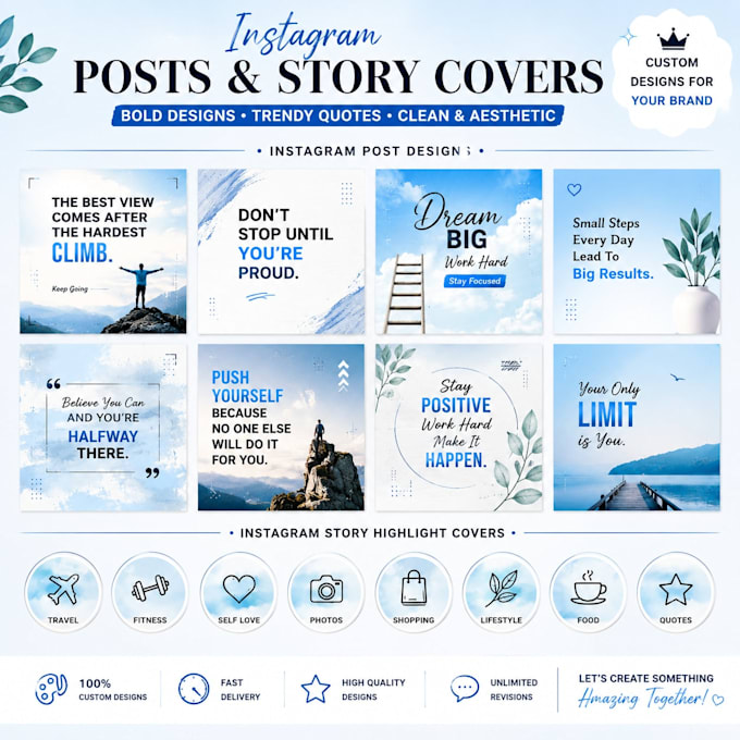 create eye catching instagram quotes, story highlight covers