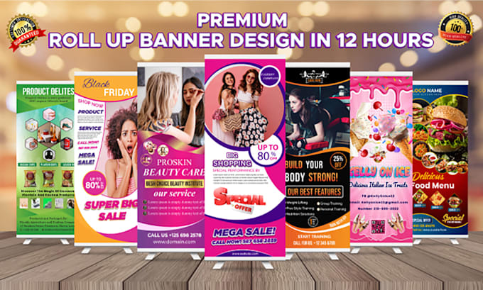 design roll up, banner, flyer , facebook post , poster ,menu, borchure , popup