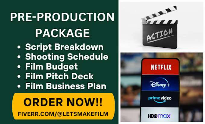 make screenplay schedule, budget and film business plan with financial plan