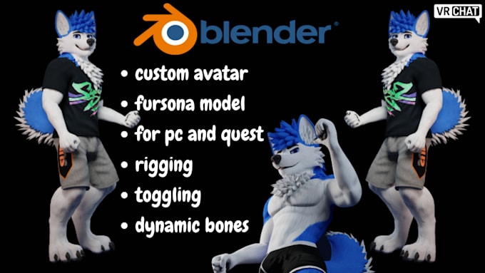 make custom vrchat avatar, 3d furry model, fursona, vtuber, vseeface nsfw