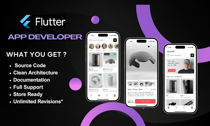 develop professional flutter mobile app for android and ios