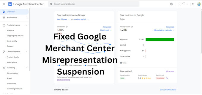 fix google merchant center suspension and misrepresentation