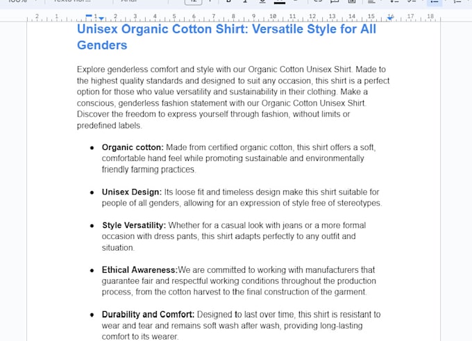 write product descriptions in english and spanish