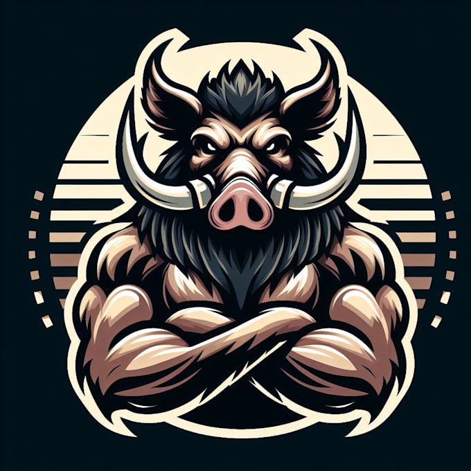 do make wild boar, tusks, animal, head, mascot logo design