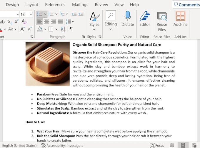 write SEO product descriptions in english or spanish
