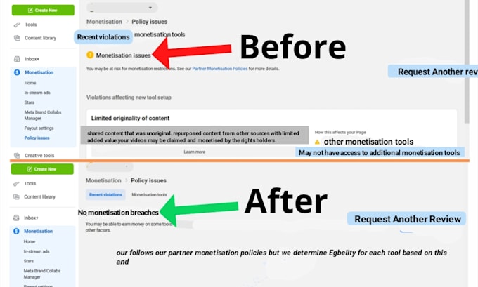 do facebook pages monetisation issues remove in 10 minutes