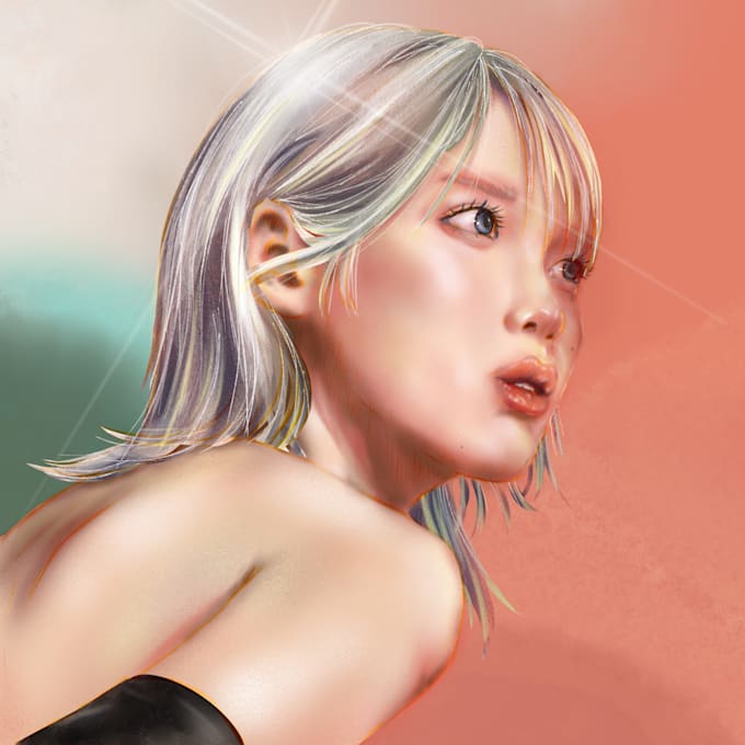 draw semi realistic facial illustration