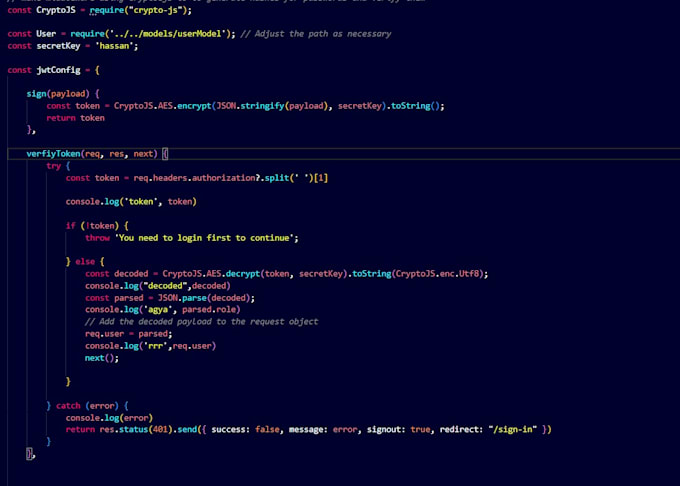 build secure jwt authentication and role based access system in node js or mern