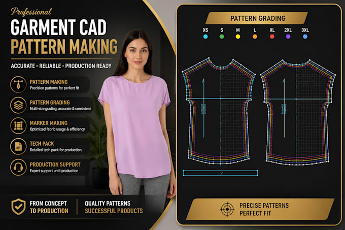 make garment patterns, grading and cad patterns for clothing
