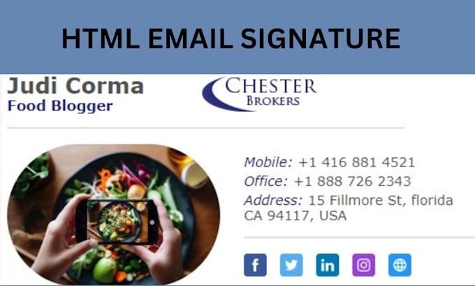 provide clickable HTML email signature for gmail,iphone and others etc