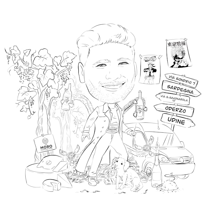 create funny caricature e papiro di laurea