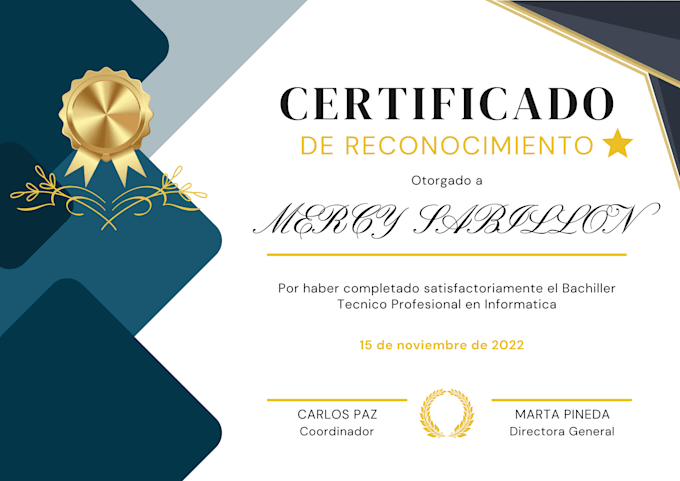 Professional certificates and diplomas by Mercy sabillon Fiverr