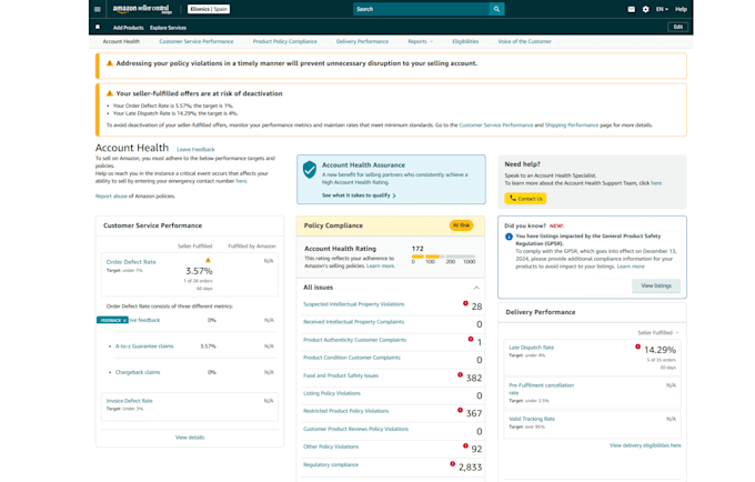 fix amazon account health, policy violations, listing reinstatement, suppressed