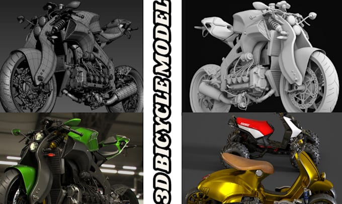 create realistic 3d bicycle model, bicycle design, 3d modeling, 3d design