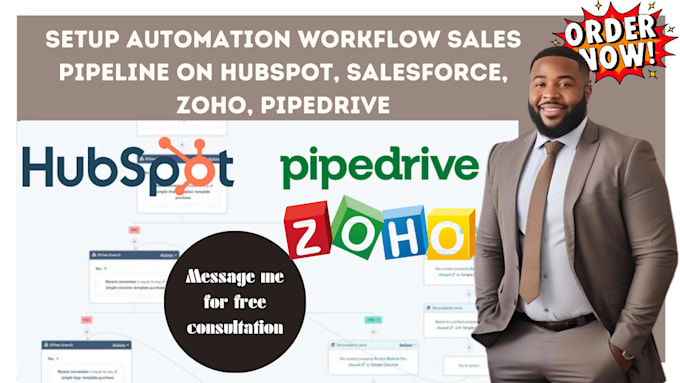 setup automation workflow sales pipeline on hubspot, salesforce, zoho, pipedrive