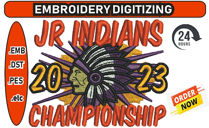 do embroidery digitizing in dst pes emb file in few hours