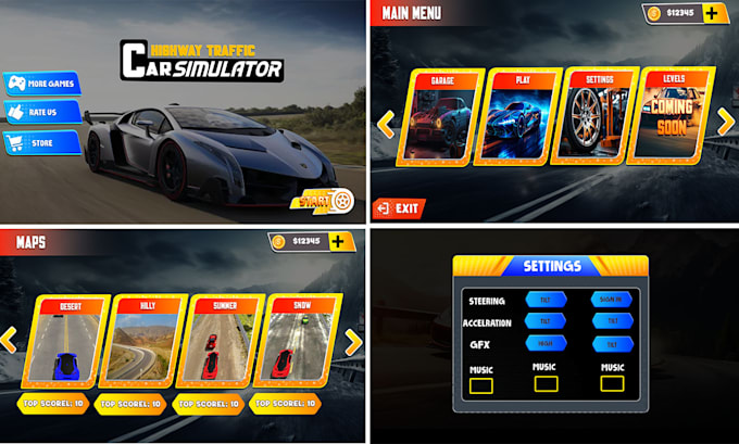 design creative game graphics, art and game UI UX