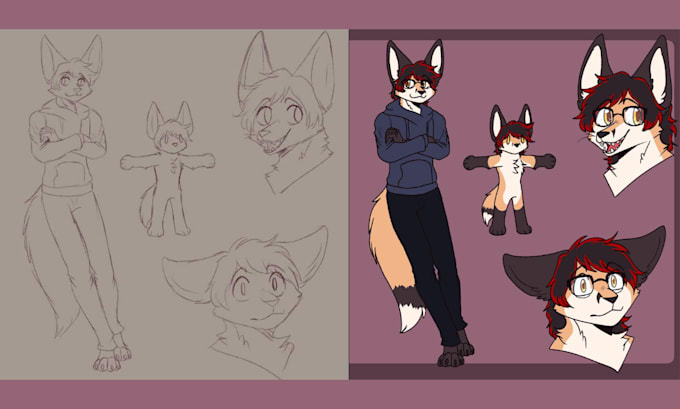 Draw a reference sheet for your furry character or fursona ref sheet by ...